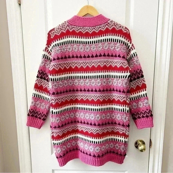 Cocogio Wool Duster Cardigan Chunky Knit Draped Sweater Pink Red Black Small - Picture 5 of 17